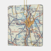Manchester NH Map Keramisch Ornament (Links)