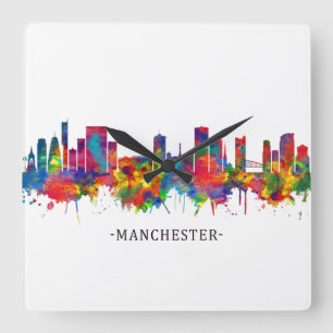 Manchester Skyline Vierkante Klok