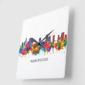 Manchester Skyline Vierkante Klok (Hoek)