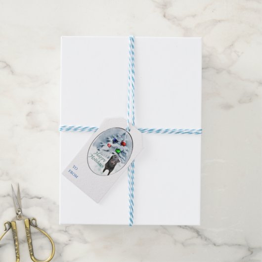 Manchester Terrier Kerstmis Cadeaulabel (Met Touw)