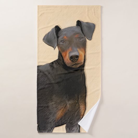Manchester Terrier Peinture Art animal original (Serviette de bain)