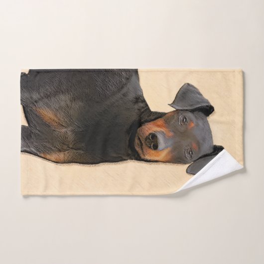 Manchester Terrier Peinture Art animal original (Serviette à main)
