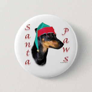 Manchester Terrier Santa Paws Ronde Button 5,7 Cm