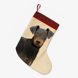 Manchester Terrier schilderij originele dierlijke  Kleine Kerstsok