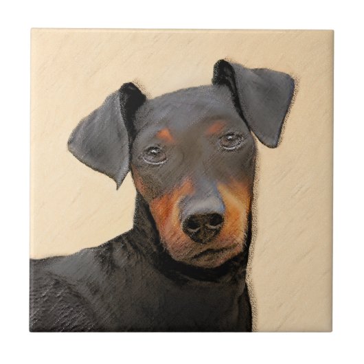 Manchester Terrier schilderij originele dierlijke  Tegeltje (Voorkant)