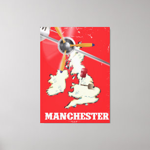 Manchester Travel Poster Canvas Afdruk