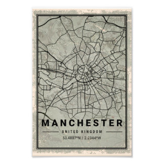 Manchester unit kingdom map print poster canvas