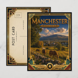 Manchester Vermont Vintage Art Deco Gouden Tijdper Briefkaart