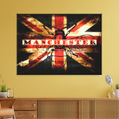 Manchester vk vlag met bijen canvas afdruk (Insitu (Woonkamer))