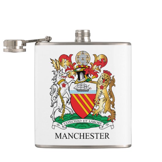 Manchester wapen heupfles (Geopend)