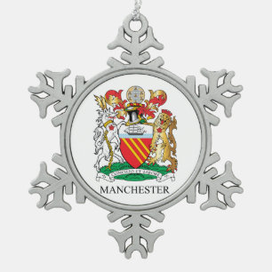Manchester wapen tin sneeuwvlok ornament