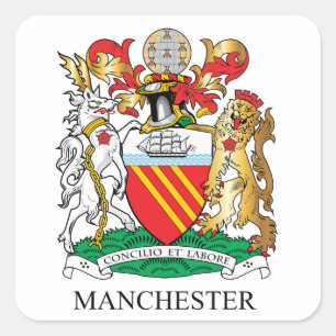 Manchester wapen vierkante sticker