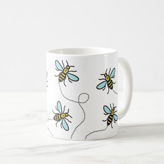 Manchester Worker Bee Classic White Mok (Voorkant rechts)