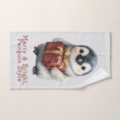 Manchot de Noël Merry & Bright (Serviette à main)