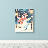 Manchot heureux – Art mural aquarelle pour nurseri (Insitu (Plancher de Bois))