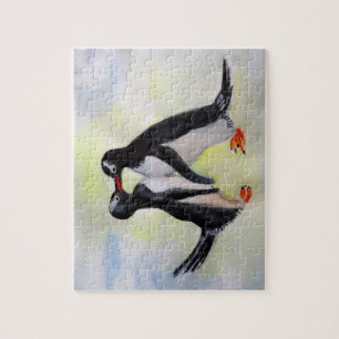Manchots embrassent Puzzle de dessin