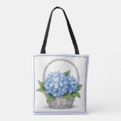 Mand met blauwe hortensia's draagtas (Achterkant)