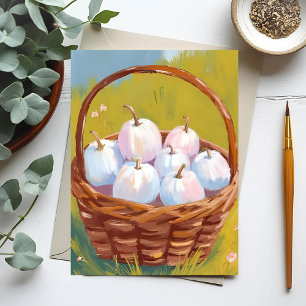 Mand met Pompoenen Waterverf Herfst Postcard Feestdagenkaart