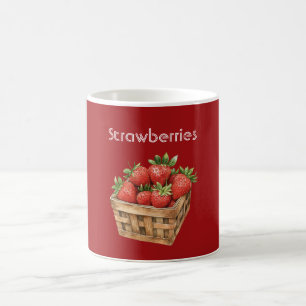 Mand met rode aardbeien koffiemok