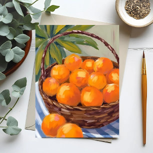 Mand met sinaasappels Fruit Citrus Schilderij Briefkaart