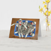 mand met sokken-apen-kaart kaart (Gele Bloem)