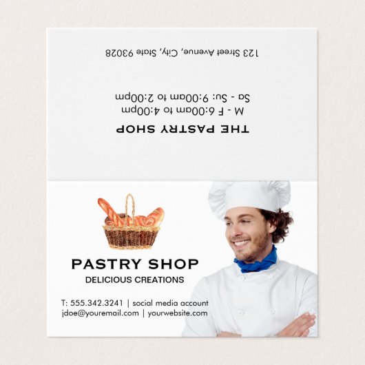 Mand met stokbroden | Chef Visitekaartjes (Buitenkant ongevouwen)