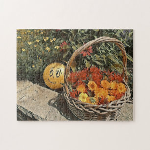 mand van bloemen legpuzzel