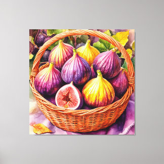 Mand van rijpe vijgen in een rustieke natuurlijke canvas afdruk