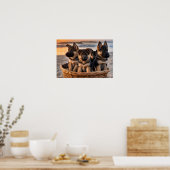 Mand vol met Duitse Herder Puppies Poster (Keuken)
