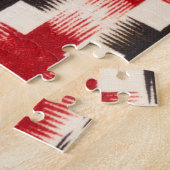 Mand Weave Pattern rood en zwart Abstracte kunst Legpuzzel (Zijkant)