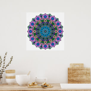 Mandala 12-2 TealRose - Affiche