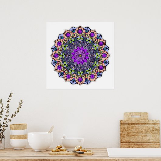 Mandala 12-2 VioletPeach - Affiche (Cuisine)
