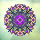 Mandala 12 VioletPeach roze groen - Raamsticker (Vel 3)