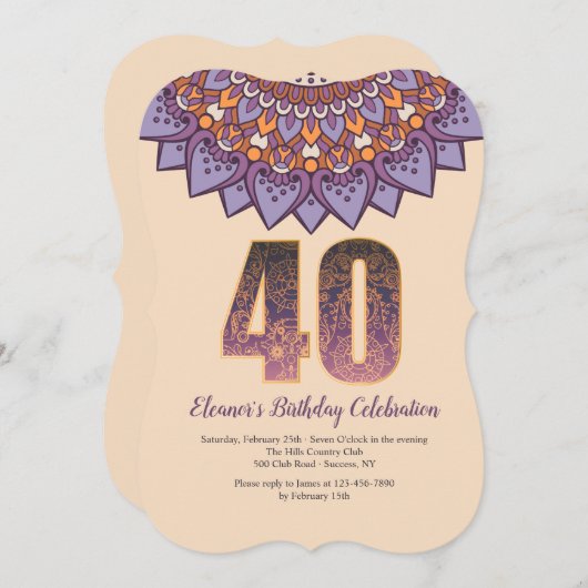 Mandala 40 Uitnodiging (Voorkant / Achterkant)