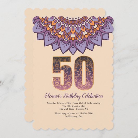 Mandala 50 Invitation (Devant / Derrière)