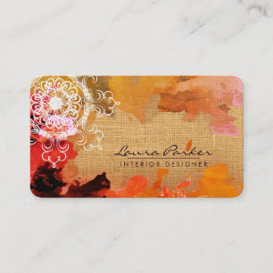 Mandala Abstracte Oranje Waterverf Artiest Vintage Visitekaartje