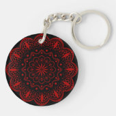 Mandala acryl Sleutelhanger | Zwart en Rood (Achterkant)