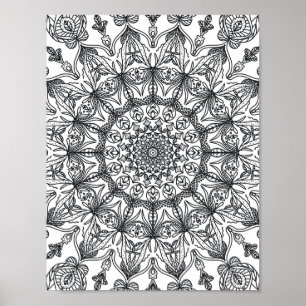 Mandala Adult Coloring Doodle Kleur Dit Poster