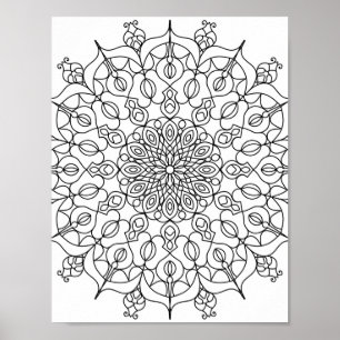 Mandala Adult Coloring Doodle Kleur Dit Poster