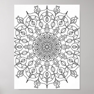 Mandala Adult Coloring Doodle Kleur Dit Poster