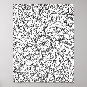 Mandala Adult Coloring Doodle Kleur Dit Poster