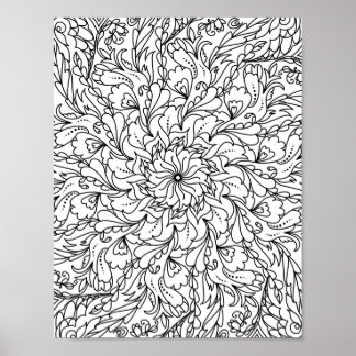 Mandala Adult Coloring Doodle Kleur Dit Poster