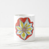 Mandala Aquarelle Orange Jaune Mug Blanc Classique (Centre)