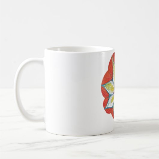 Mandala Aquarelle Orange Jaune Mug Blanc Classique (Gauche)
