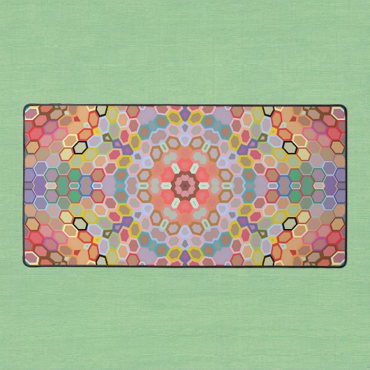Mandala arc-en-ciel en hexagone