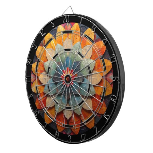 Mandala Art Geweven Bloem Dartbord (Voorkant Rechts)