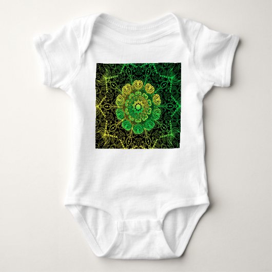 Mandala Art: Groen Geel Detail. Romper (Voorkant)