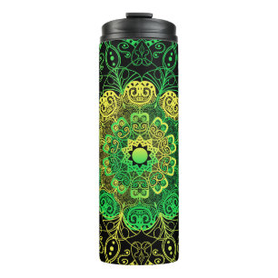Mandala Art: Groen Geel Detail. Thermosbeker