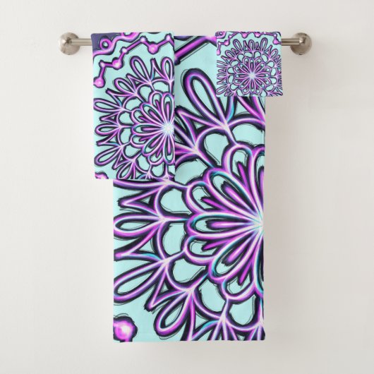 Mandala Artsy pourpre turquoise de Boho de henné (En situation)