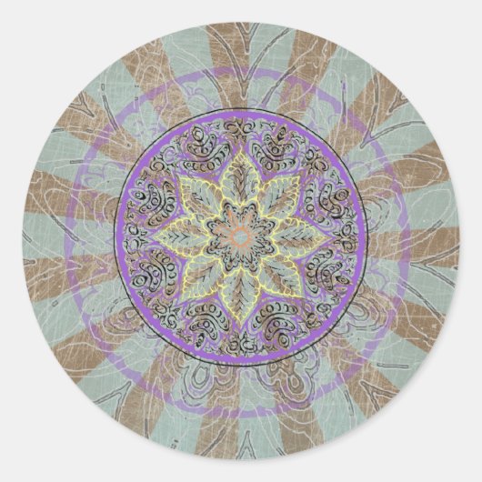 Mandala Artwork Ronde Sticker (Voorkant)